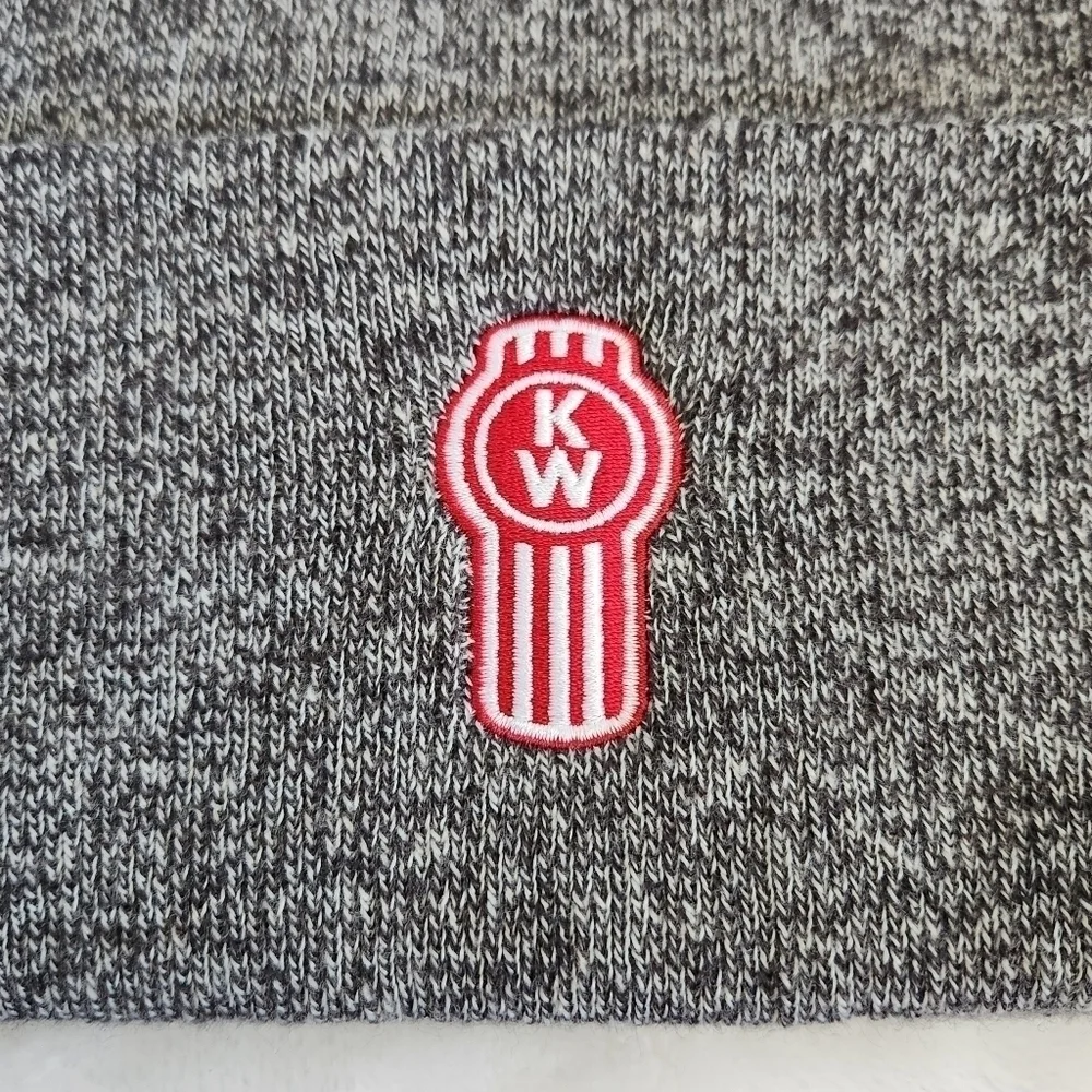 Kenworth Heathered Gray Knit Embroidered Cuffed Beanie Winter Hat NWT